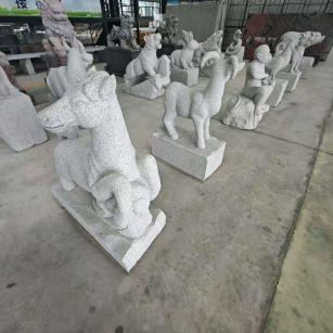 宝鸡芝麻白雕刻 十二生肖 异形雕刻