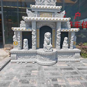 宝鸡芝麻白中国黑石材套墓 花岗岩墓碑