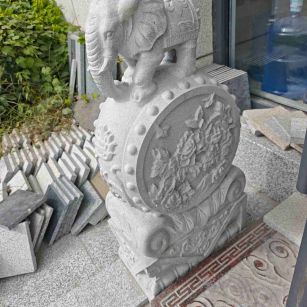 宝鸡芝麻白抱鼓石 庭院抱鼓石